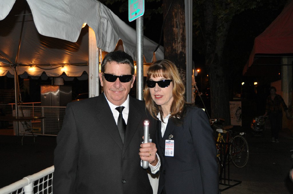 James & Joanne Clarkson at the Mcminnville, Oregon UFO festival dressed as MIB